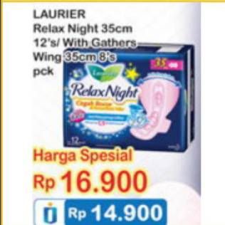 Promo Harga Laurier Relax Night 35cm, Gathers 35cm 8 pcs - Indomaret