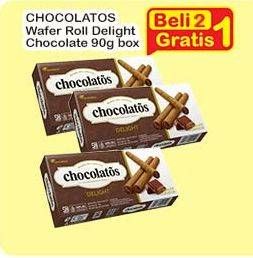 Promo Harga Chocolatos Wafer Roll Delight Cokelat 90 gr - Indomaret