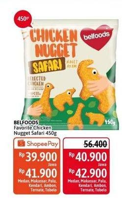 Promo Harga BELFOODS Nugget Chicken Nugget Safari 450 gr - Alfamidi