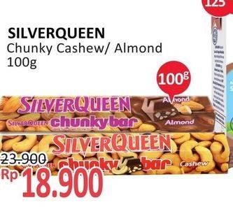 Promo Harga SILVER QUEEN Chunky Bar Cashew, Almonds 100 gr - Alfamidi