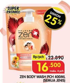 Promo Harga ZEN Anti Bacterial Body Wash All Variants 400 ml - Superindo