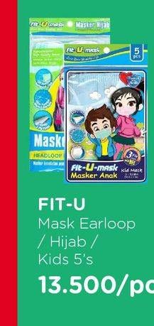 Promo Harga FIT-U-MASK Masker Earloop, Hijab Headloop, Kids, Hijab UM-233, Hijab BFE UM388, Kids Grade A 5 pcs - Watsons