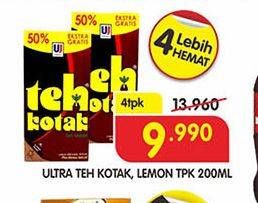 Promo Harga ULTRA Teh Kotak Original, Lemon per 4 pcs 200 ml - Superindo