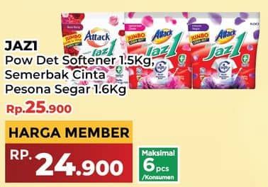 Promo Harga Attack Jaz1 Detergent Powder Semerbak Cinta, Pesona Segar 1600 gr - Yogya