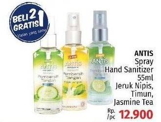 Promo Harga ANTIS Hand Sanitizer Jeruk Nipis, Timun, Jasmine Tea 55 ml - LotteMart
