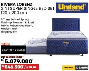 Promo Harga Uniland Rivera Lorenz 2 In 1 Super Single Bed Set 120 x 200 cm  - COURTS