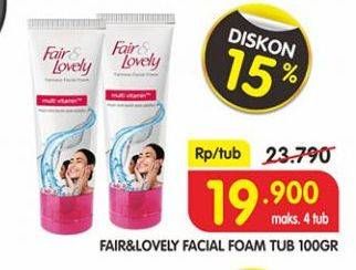 Promo Harga GLOW & LOVELY (FAIR & LOVELY) Facial Wash 100 gr - Superindo