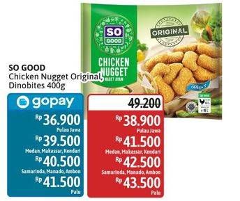 Promo Harga So Good Chicken Nugget Original, Dinobites 400 gr - Alfamidi