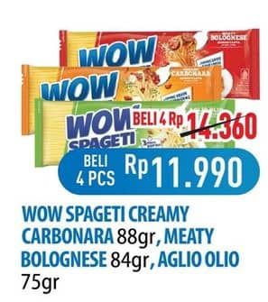 Promo Harga WOW Spageti Aglio Olio, Cream Carbonara, Meaty Bolognese 75 gr - Hypermart