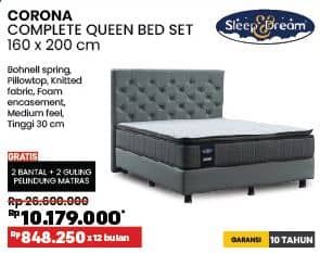 Promo Harga Sleep & Dream Corona Complete Queen Bed Set 160 X 200 Cm  - COURTS