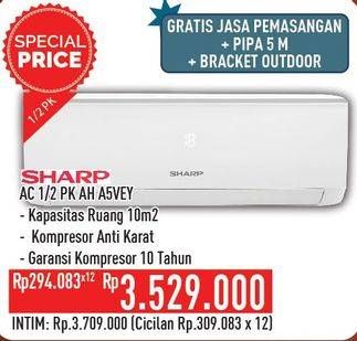 Promo Harga SHARP AH-A5VEY | AC 1/2PK  - Hypermart