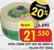 Promo Harga NIVEA Creme Soft Mix Green, Yellow 100 ml - Superindo