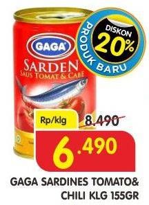 Promo Harga GAGA Sardines Sauce Chili, Tomato 155 gr - Superindo