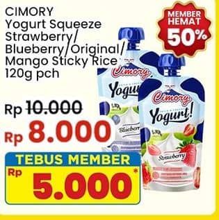 Promo Harga Cimory Squeeze Yogurt Strawberry, Blueberry, Original, Mango Sticky Rice 120 gr - Indomaret