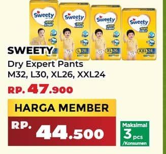 Promo Harga Sweety Bronze Pants Dry X-Pert M32, L30, XL26, XXL24 24 pcs - Yogya