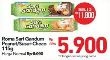 Promo Harga ROMA Sari Gandum Peanut Butter, Susu + Cokelat 115 gr - Carrefour