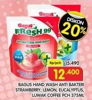 Promo Harga Bagus Hand Wash Strawberry, Lemon, Eucalyptus, Luwak Coffee 375 ml - Superindo
