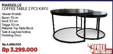 Promo Harga marseille Coffee Table Kayu per 2 pcs - COURTS
