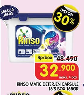 Promo Harga Rinso Kapsul Matic Konsentrat All Variants 168 gr - Superindo