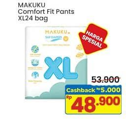 Promo Harga Makuku Comfort Fit Diapers Pants XL24 24 pcs - Indomaret