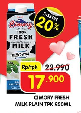 Promo Harga Cimory Fresh Milk Full Cream 950 ml - Superindo