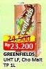 Promo Harga Greenfields UHT Low Fat, Choco Malt 1000 ml - Alfamart