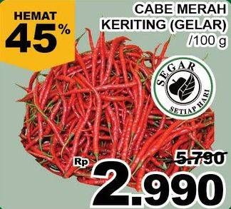 Promo Harga Cabe Keriting Gelar per 100 gr - Giant