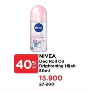 Promo Harga Nivea Deo Roll On Bright Hijab Soft 50 ml - Watsons