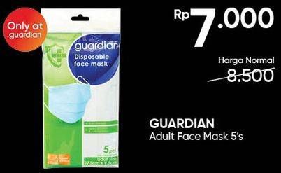 Promo Harga GUARDIAN Disposable Face Mask Adult Size 5 pcs - Guardian