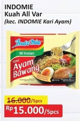 Promo Harga Indomie Mi Kuah Kecuali Kari Ayam 72 gr - Alfamart