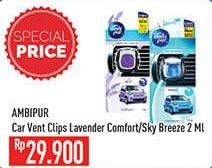 Promo Harga AMBIPUR Car Vent Clips Lavender Comfort, Sky Breeze 2 gr - Hypermart