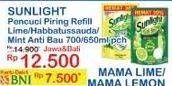 Promo Harga Sunlight Pencuci Piring Jeruk Nipis 100, Higienis Plus With Habbatussauda, Anti Bau With Daun Mint 700 ml - Indomaret