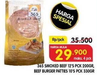 Promo Harga 365 Burger Sapi per 12 pcs 400 gr - Superindo