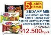 SEDAAP Mie Instant Goreng Salero Padang, Korean Spicy, Ayam Bakar Limau