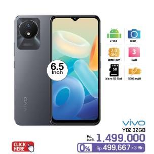 Promo Harga Vivo Y02 Smartphone 3/32GB  - LotteMart
