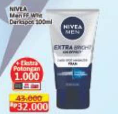 Promo Harga Nivea Men Facial Foam Extra White Dark Spot 100 ml - Alfamart