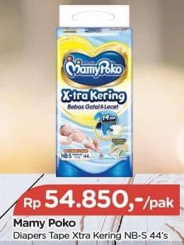 Promo Harga Mamy Poko Perekat Xtra Kering NB-S44 44 pcs - TIP TOP