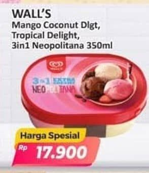 Promo Harga Walls Ice Cream Mango Coco Delight, Tropical Delight, Neopolitana 350 ml - Alfamart