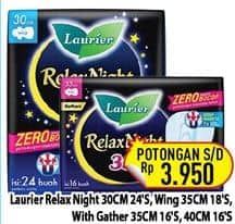 Promo Harga Laurier Relax Night 35cm, Gathers 35cm, Gathers 40cm, 30cm 16 pcs - Hypermart