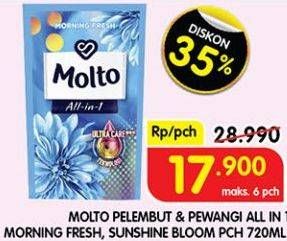Promo Harga Molto All in 1 Blue Morning Fresh, Pink Sunshine Bloom 720 ml - Superindo