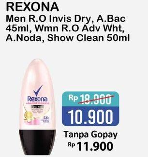 Promo Harga REXONA Men Deo Roll On Invisible Dry, Anti Bacterial 45 ml - Alfamart