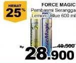 Promo Harga FORCE MAGIC Insektisida Spray Lemon, Blue 600 ml - Giant