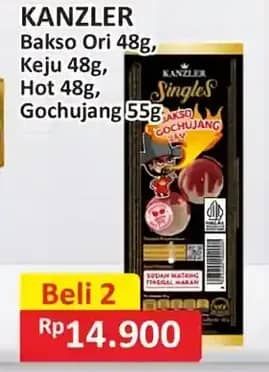 Promo Harga Kanzler Singles Bakso Gochujang, Hot, Keju, Original 48 gr - Alfamart