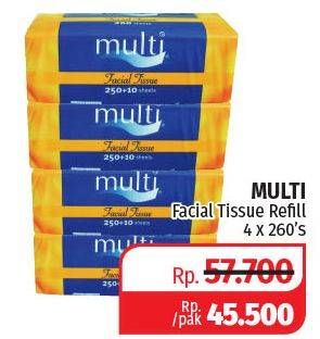 Promo Harga MULTI Facial Tissue Refill per 4 pouch 260 pcs - Lotte Grosir