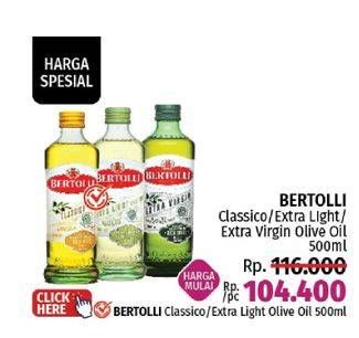 Promo Harga Bertolli Olive Oil Classico, Extra Virgin, Extra Light 500 ml - LotteMart