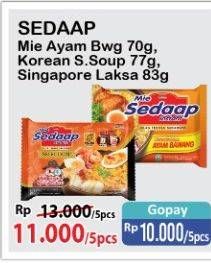SEDAAP Korean Spicy Soup/ Ayam Bawang/ Singapore Laksa 5s