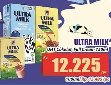 Promo Harga Ultra Milk Susu UHT Coklat, Full Cream 1000 ml - Hari Hari