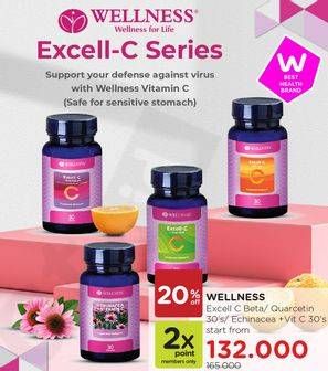 Promo Harga WELLNESS Excell C Beta/ Quarcetin/ Echinacea + Vit C 30s  - Watsons