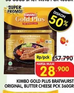 Promo Harga Kimbo Gold Plus Bratwurst Butter Cheese, Original 360 gr - Superindo