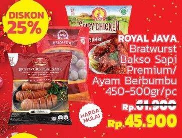 Promo Harga ROYAL JAVA Spicy Chicken/Bakso Sapi Premium/Bratwurst  - LotteMart